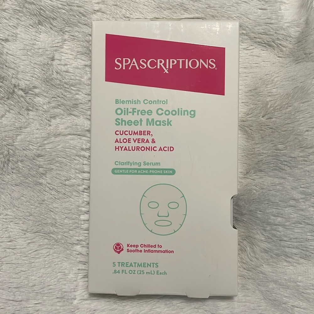 SpaScriptions Blemish Control Oil-free Cooling Sheet Mask, 5 masks in 1 box